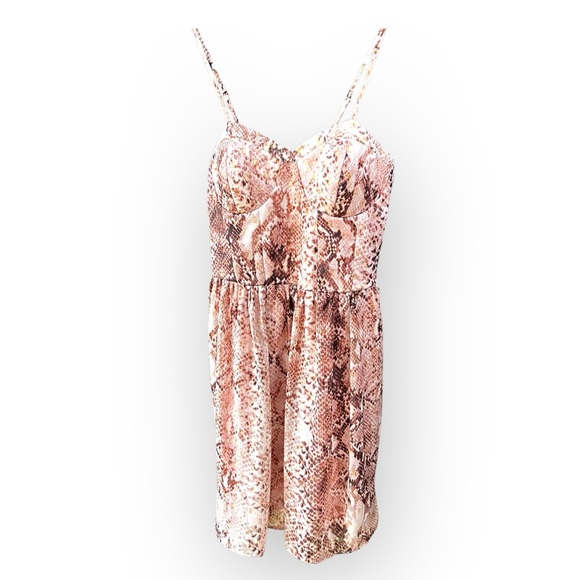 Xhilaration Women’s Snakeskin Mini Dress Sweetheart Bra Cup Animal Print Size S - Picture 1 of 7